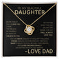 To My Beautiful Daughter | Remember | Love Knot Necklace