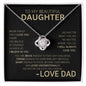 To My Beautiful Daughter | Remember | Love Knot Necklace